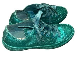 Converse Chuck Taylor All Star Lo teal Glitter sneakers size 6 sparkle